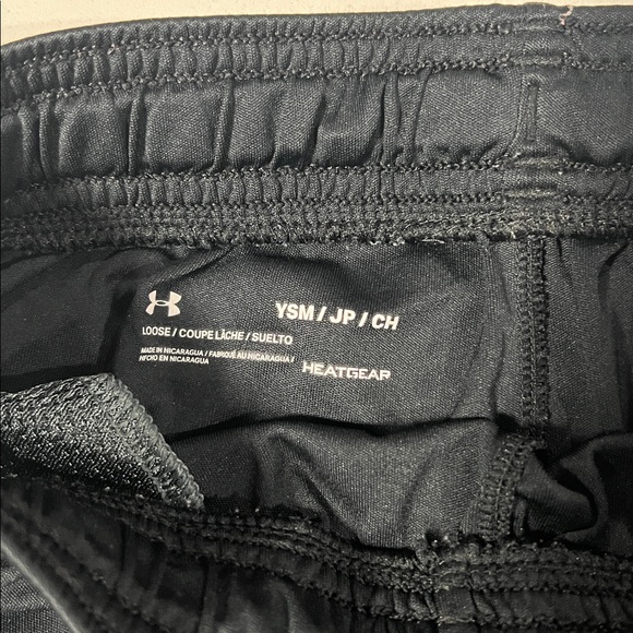 Under Armour Kids Black Athletic Shorts with Logo - Picture 2 of 3